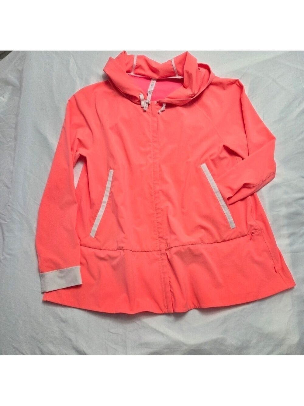 Lululemon Hooded Zipper Jacket Longsleeves Coral Pink Sun Showers Size 8